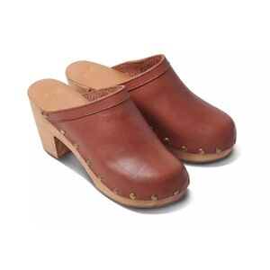 Beek Women's Size 6 Woodpecker Studded Heeled Clog Shoes in Brown